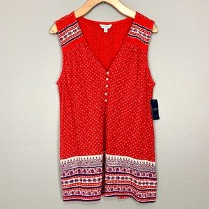 Lucky Brand Border Print Tank Top Women’s Size S Bandana Patriotic Americana